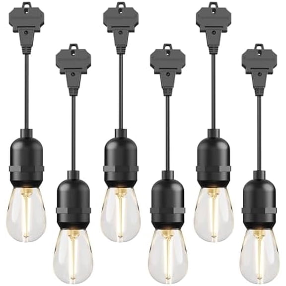 Outdoor Low Voltage String Lights 12V AC 6PK LED 2W Bulbs 135 Lumens Hanging Landscape Lighting 2800K with Wire Connectors for Wedding Gatherings Patio Light Connectable Backyard Lights
