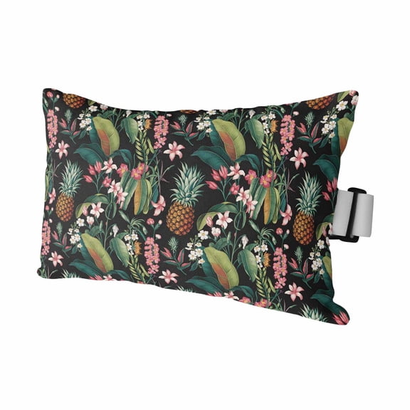 Outdoor Lumbar Pillow for Chaise Lounge Chair 1 Pack Pineapple Decorative Headrest Pillow with Adjustable Strap Summer Tropical Plant Fruit Cushion for Patio Recliner Office Sofa 12x20in