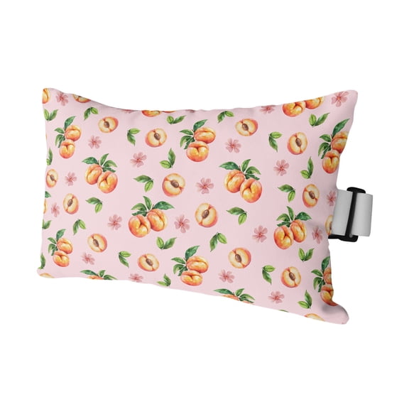 Outdoor Lumbar Pillow for Chaise Lounge Chair 1 Pack Pink Peaches Decorative Headrest Pillow with Adjustable Strap Flowers Summer Fruit Cushion for Patio Recliner Office Sofa 12x20in