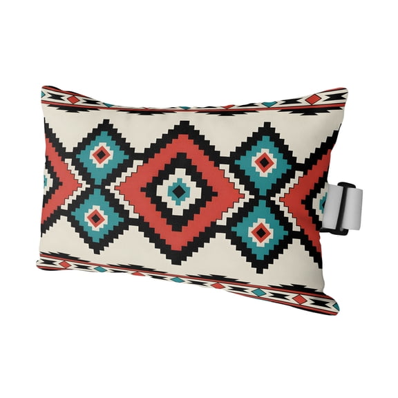 Outdoor Lumbar Pillow for Chaise Lounge Chair 11x16in Boho Aztec Decorative Headrest Pillow with Adjustable Strap Southwest Tribe Style Cushion for Patio Recliner Office Sofa