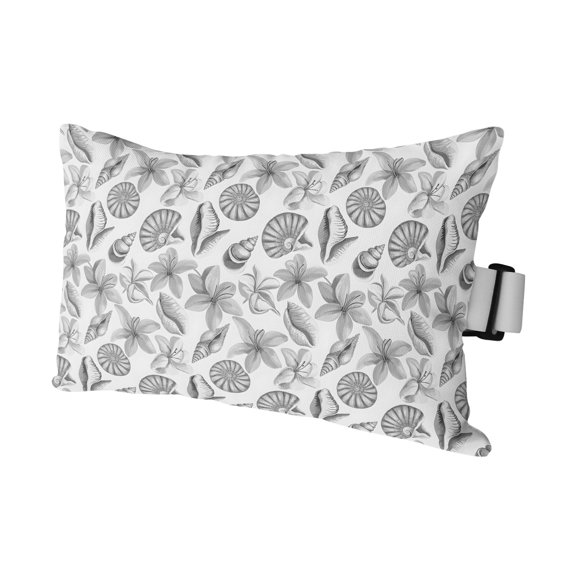 Outdoor Lumbar Pillow for Chaise Lounge Chair 11x16in Grey Conch Shell Decorative Headrest Pillow with Adjustable Strap Flower Marine Life Cushion for Patio Recliner Office Sofa