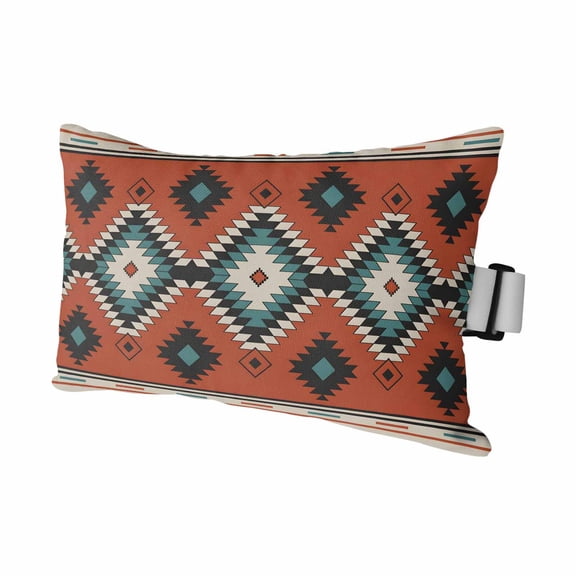Outdoor Lumbar Pillow for Chaise Lounge Chair 11x16in Retro Aztec Geometric Decorative Headrest Pillow with Adjustable Strap Abstract Tribe Art Cushion for Patio Recliner Office Sofa