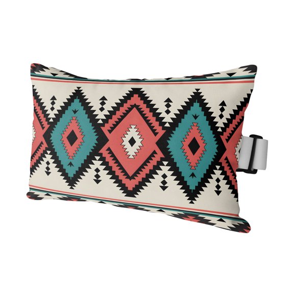 Outdoor Lumbar Pillow for Chaise Lounge Chair 11x16in Retro Aztec Pattern Decorative Headrest Pillow with Adjustable Strap Abstract Geometric Cushion for Patio Recliner Office Sofa