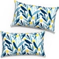 thumbnail image 1 of Outdoor Lumbar Pillow Covers 12\u201dx20\u201d, Rectangle Throw Pillow Covers for Patio Furniture, Decorative Lumbar Cushion Case for Garden Balcony Couch Office Chair, Pack of 2, Leaves Multi, 1 of 6