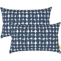 Outdoor Lumbar Pillow Covers 12 x 20 Inch, Patio Fluffy Pillow Cases ONLY, 2 Pack Water-Repellent Lumbar Cushion Cases for Home Patio Garden Sofa Bed Furniture Ornament, Tie-dye Navy