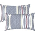 thumbnail image 1 of Outdoor Lumbar Pillow Covers Only Set of 2 Patio Decorative Pillow Cases, Water Repellent Lumbar Cushion Cases for Sofa, Patio Couch Garden Use, 12x20 Inch, Stripe Denim Blue, 1 of 6