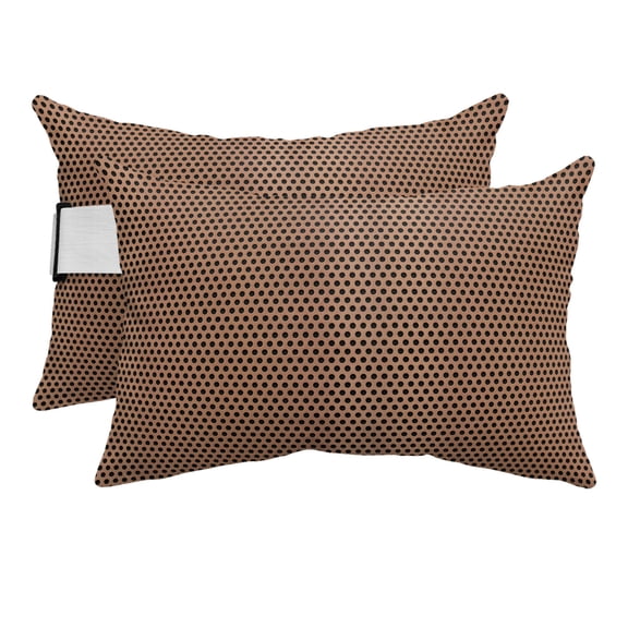 Outdoor Lumbar Pillow for Lounge Chair with Strap & Insert Brown Metal Hole Recliner Head Pillow Set of 2 Copper Industrial Net Eye Texture Waterproof Patio Pillows for Beach Office 11x16 Inch