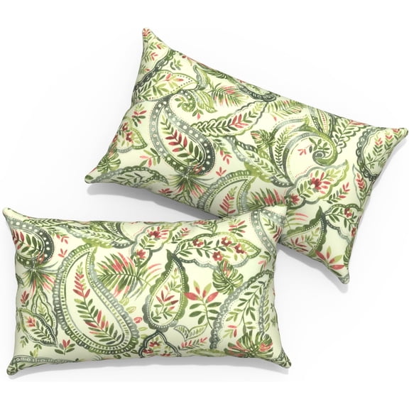 Outdoor Lumbar Pillows 12 x 20 Inch Rectangle Throw Pillows with Inserts Pack of 2