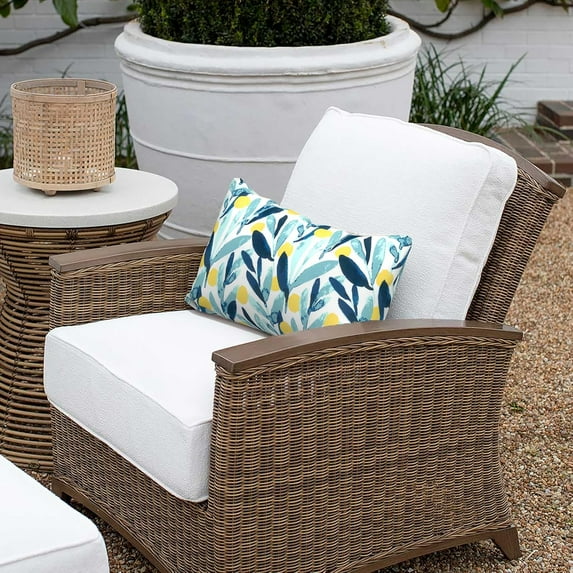 Outdoor Lumbar Pillows 12x20 Inch, Rectangle Throw Pillows with Inserts, Decorative Lumbar Cushions for Garden Home Sofa Office Chair Pack of 2