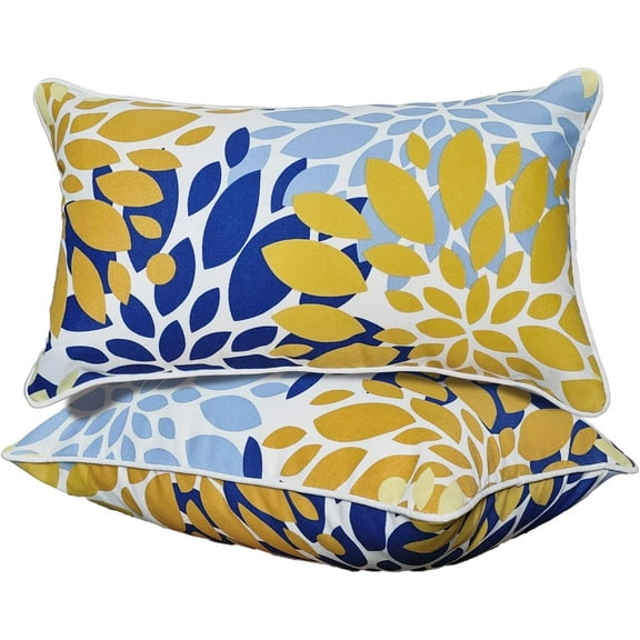 Outdoor Lumbar Pillows - Decorative Pillows with Insert Included Set of 2 Outdoor Pillows for Patio Furniture 12x20 Inch