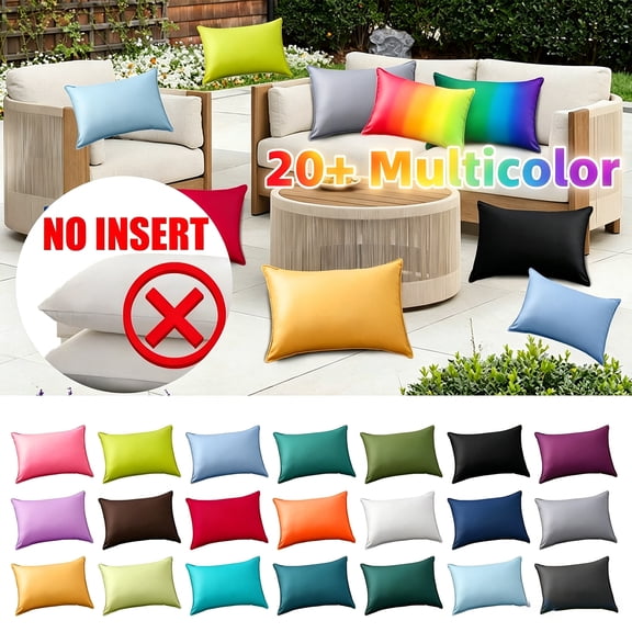 Outdoor Lumbar Pillows Cover Set of 2, 12"x20" Outdoor Waterproof Decorative Rectangle Throw Pillow Cover for Patio Garden, Blue-E, 1 Pack