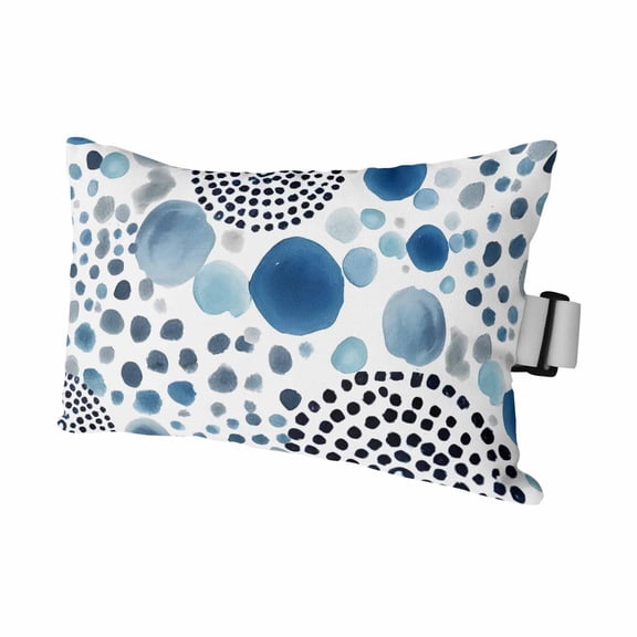 Outdoor Lumbar Pillows with Strap & Insert Blue Bubble Dots Recliner Head Pillow Modern Abstract Art Ink Waterproof Headrest Patio Lounge Chair Pillows for Beach Office 11x16 Inch