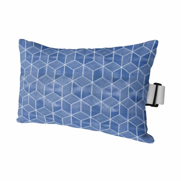 Outdoor Lumbar Pillows with Strap & Insert Blue Honeycomb Tiling Recliner Head Pillow Wooden Grain Blocks Waterproof Headrest Patio Lounge Chair Pillows for Beach Office 11x16 Inch