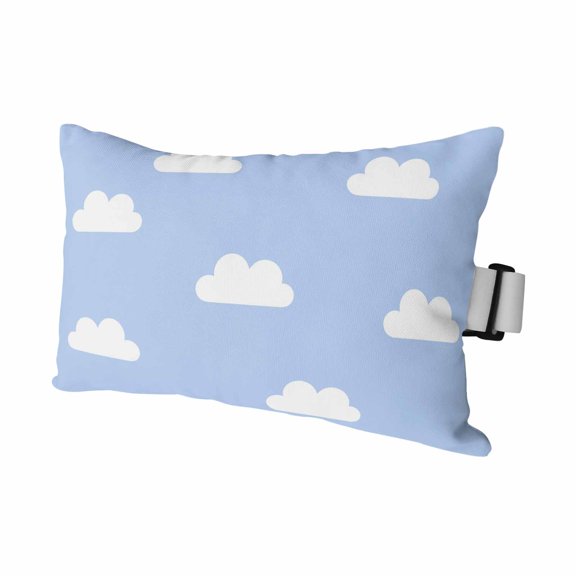 Outdoor Lumbar Pillows with Strap & Insert Blue Sky Clouds Recliner Head Pillow Calm Atmosphere Waterproof Headrest Patio Lounge Chair Pillows for Beach Office 11x16 Inch