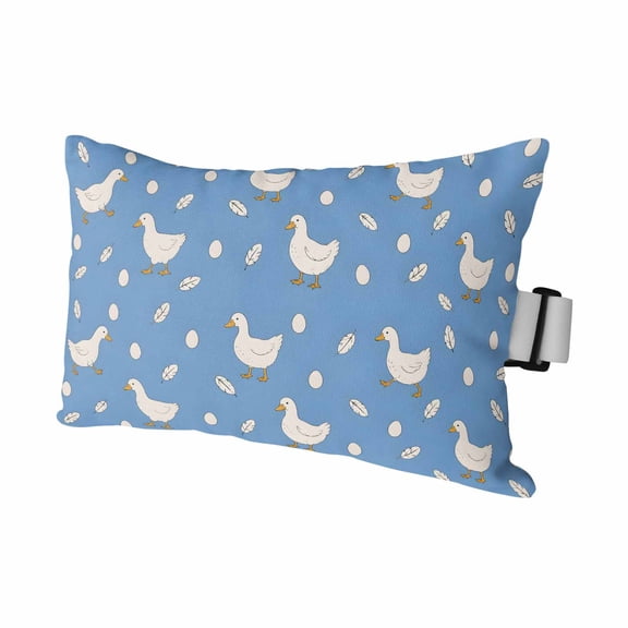 Outdoor Lumbar Pillows with Strap & Insert Blue White Goose Recliner Head Pillow Small Eggs Floating Feathers Waterproof Headrest Patio Lounge Chair Pillows for Beach Office 11x16 Inch