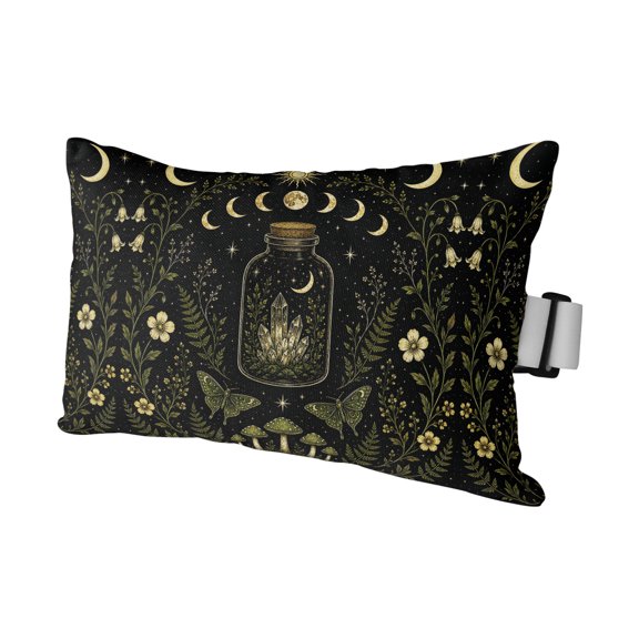 Outdoor Lumbar Pillows with Strap & Insert Crystal Star Lunar Recliner Head Pillow Boho Mysterious Starry Night Waterproof Headrest Patio Lounge Chair Pillows for Beach Office 11x16 Inch