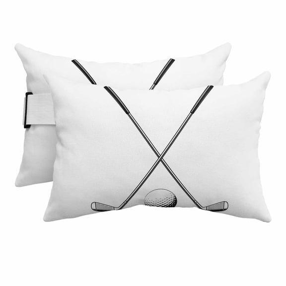 Outdoor Lumbar Pillows with Strap & Insert Golf Ball Club Recliner Head Pillow Pack of 2 Game Sports Waterproof Headrest Patio Lounge Chair Pillows for Beach Office Chaise Chair 11x16 Inch