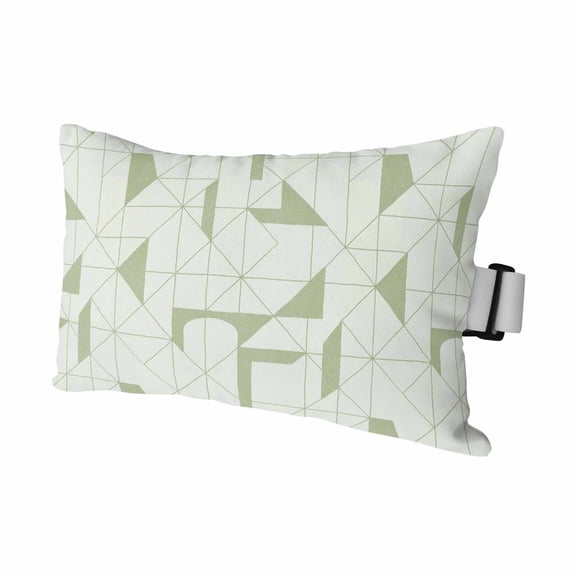Outdoor Lumbar Pillows with Strap & Insert Green Floating Broken Pieces Recliner Head Pillow Geometric Check Lines Waterproof Headrest Patio Lounge Chair Pillows for Beach Office 11x16 Inch