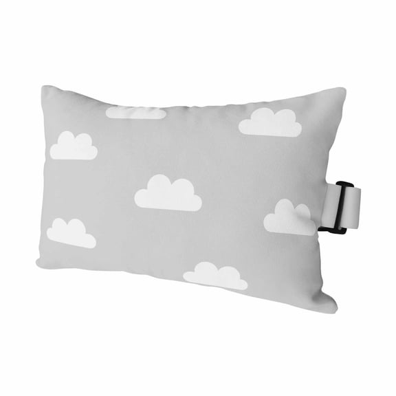 Outdoor Lumbar Pillows with Strap & Insert Grey Sky Clouds Recliner Head Pillow Calm Atmosphere Waterproof Headrest Patio Lounge Chair Pillows for Beach Office 11x16 Inch