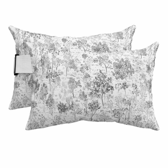 Outdoor Lumbar Pillows with Strap & Insert Maple Leaf Tree Pine Recliner Head Pillow Pack of 2 Plants Tree Forest Waterproof Headrest Patio Lounge Chair Pillows for Beach Office 11x16 Inch