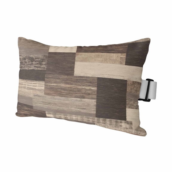Outdoor Lumbar Pillows with Strap & Insert Rustic Brown Wood Plank Recliner Head Pillow Farmhouse Collage Block Waterproof Headrest Patio Lounge Chair Pillows for Beach Office 11x16 Inch