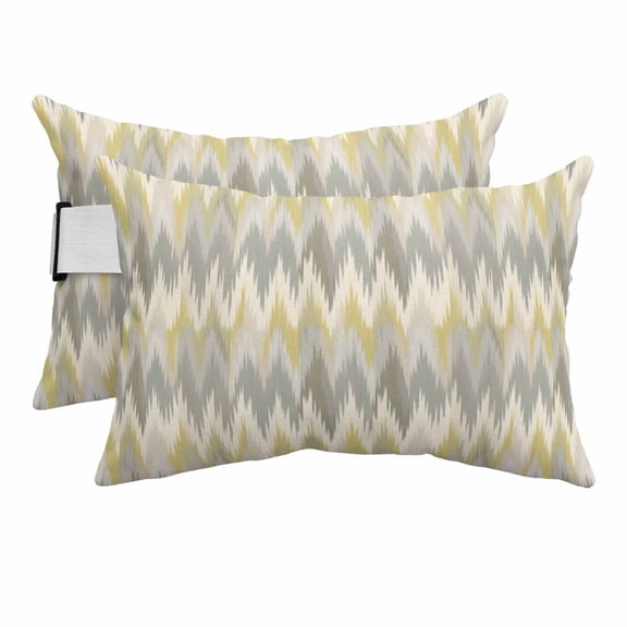 Outdoor Lumbar Pillows with Strap & Insert Yellow Boho Recliner Head Pillow Pack of 2 Bohemian Southwest Tribe Waterproof Headrest Patio Lounge Chair Pillows for Beach Office 11x16 Inch