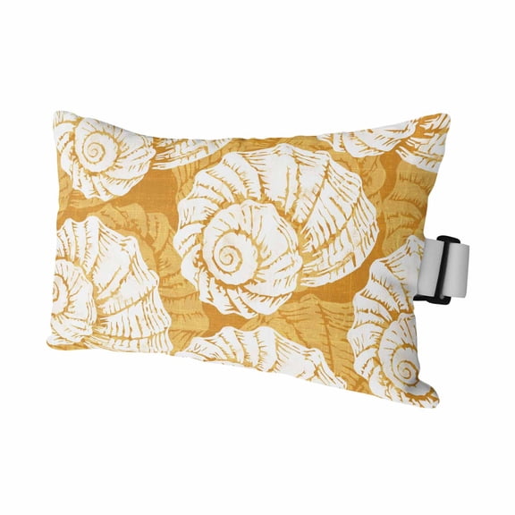Outdoor Lumbar Pillows with Strap & Insert Yellow Conch Shell Recliner Head Pillow Coastal Ocean Marine LIfe Waterproof Headrest Patio Lounge Chair Pillows for Beach Office 11x16 Inch