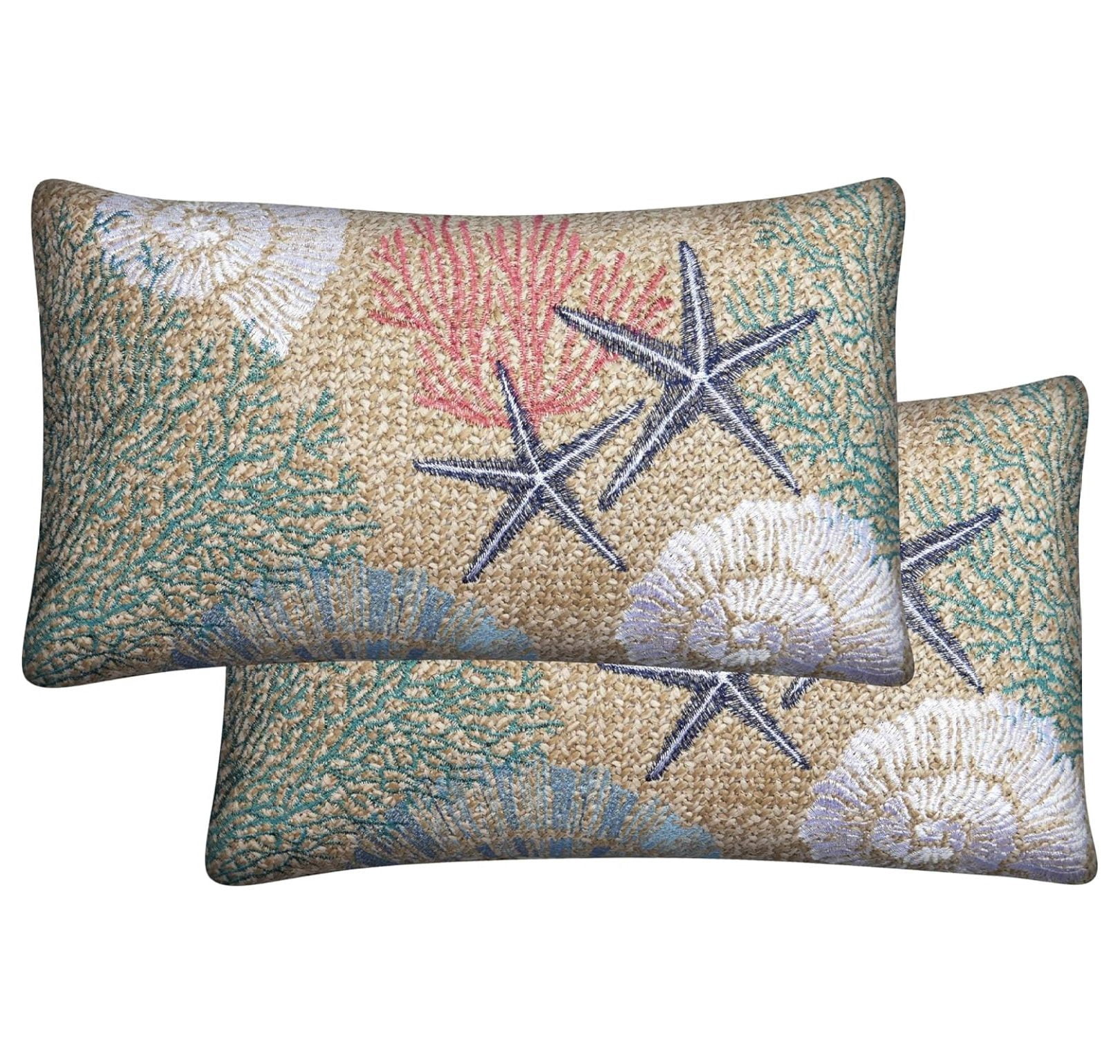 Pillow Perfect Lendenkissen-Set (2 Stück) – Outdoor-tauglich, Blau, 29,2 X 47 Cm, Für Stühle & Bänke
