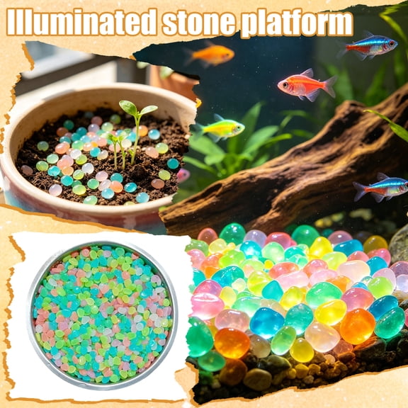 Outdoor Luminous Stones, Glow in the Dark Garden River Pebbles, Artificial Landscape Rocks for Walkway Driveway Stepping Path, Natural Look Fluorescent Decorative Stones, Random Colors