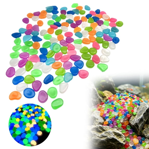 Outdoor Luminous Stones for Glow in the Dark Walkways, Garden River Pebbles, Artificial Landscape Rocks for Driveway Walkway Stepping Stone Paths with Natural Look, Round, 500g