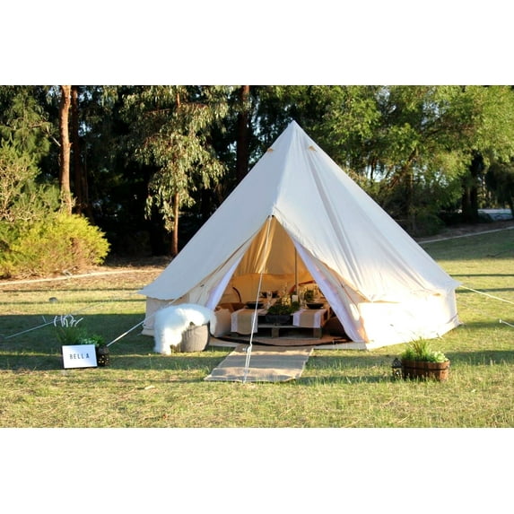 Outdoor Luxury Waterproof 3M/9.8ft Oxford Bell Tent with Stove Hole Dome Yurt Glamping Tent For 3-10 Persons Camping