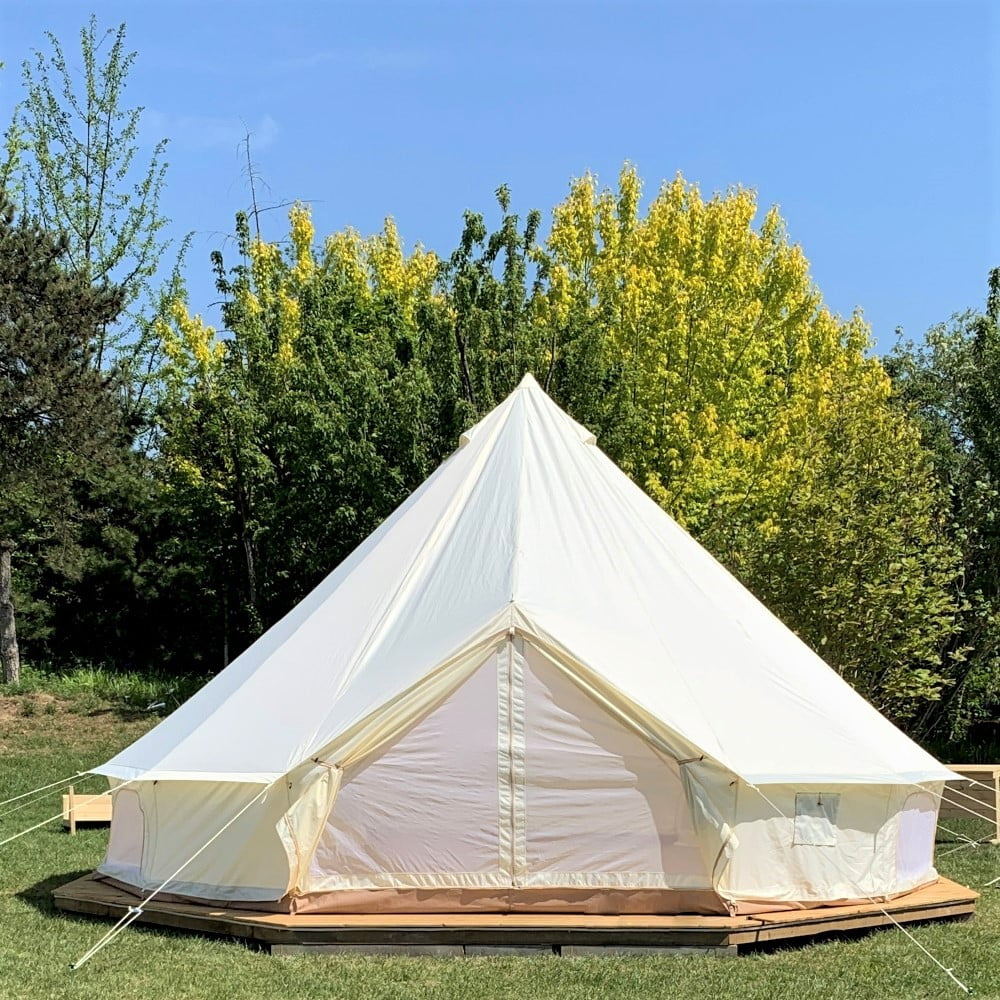 Outdoor Luxury Waterproof 4M/13.1ft Oxford Bell Tent with Outdoor Luxury Waterproof 4M/13.1ft Oxford Bell Tent with