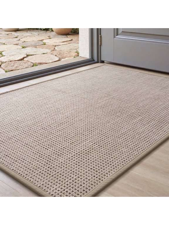 Door Mats for Inside 24"x47" Non Slip Rubber Welcome Mat for Inside Low-Profile Dirt Trapper Indoor Door Mats for Entryway Absorbent Washable Entry Rug Floor Mats Beige