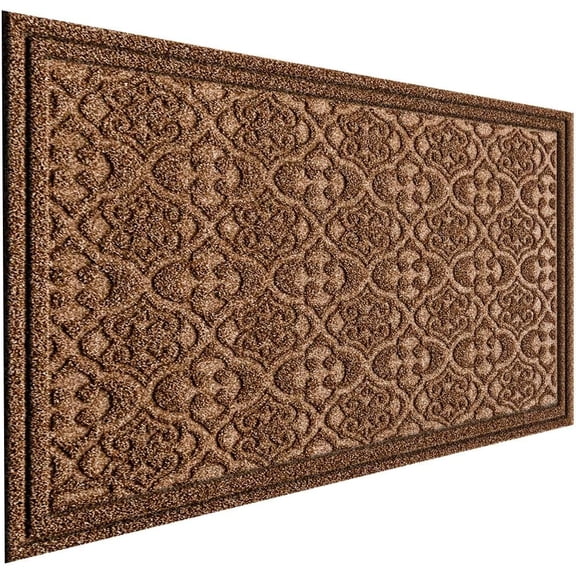 Outdoor Mats for Front Door Large Floor Outside Entrance Welcome Exterior Entry Waterproof All-Season All-Weather Rug Mud Trapper Natural Rubber Heavy Duty Entryway Brown