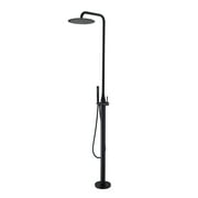 Outdoor Matte Black Shower Faucet Kit, Exposed Shower Faucet set Rainfall Shower Head Deck Mounted Shower Fixture