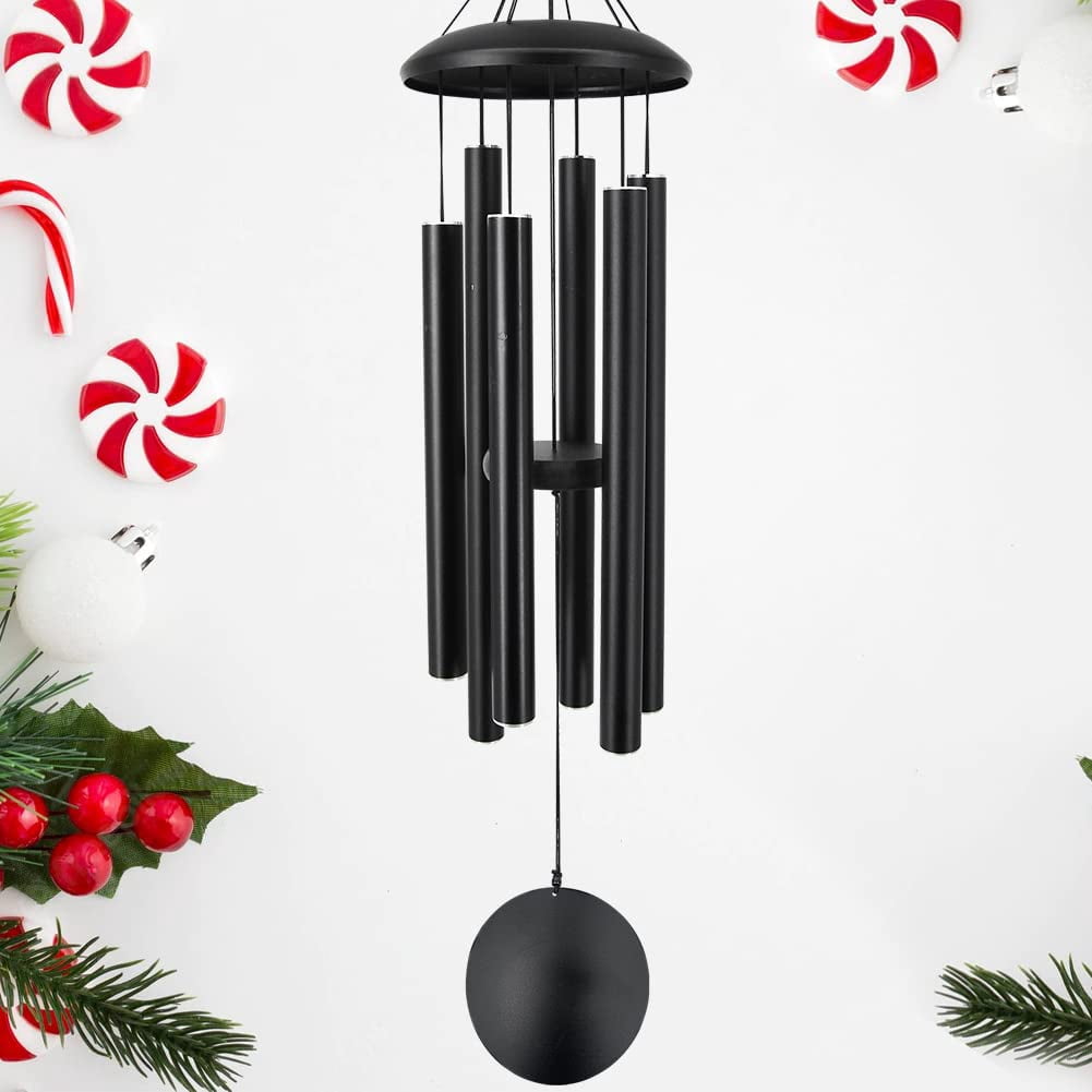 Outdoor Memorial Wind Chimes  36 In With 6 Heavy Tubes Deep Tone For Garden Hanging Decor Sympathy Gifts. Black