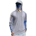 thumbnail image 1 of Outdoor Men Color Block Raglan Sun Protection Hooded Shirts Long Sleeve Full Face Neck Gaiter Breathable Quick Dry Fishing Rash Guard, 1 of 3