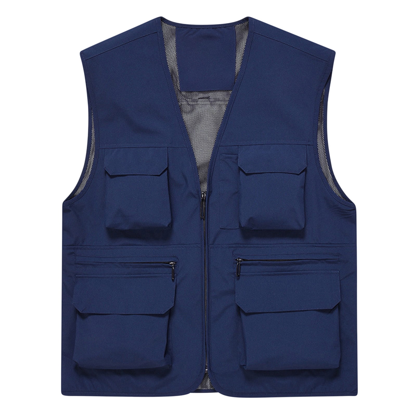 Outdoor For Men Vests Multi Pockets Zip Up Waistcoats Solid Lightweight ...