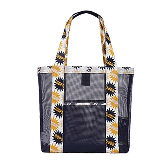 Outdoor Mesh Beach Bag Outdoor Travel Bag Shoulder Beach Mesh Bag Beach Bag Storage Case,Orange,Oxford Fabric