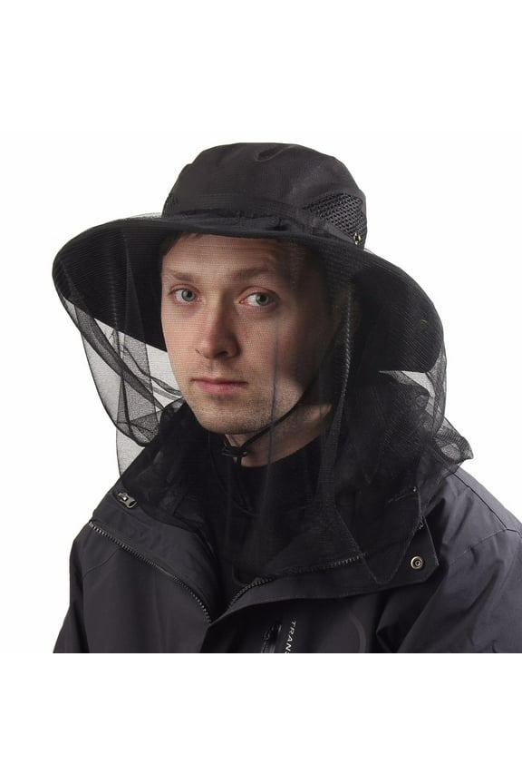 Outdoor Mesh Mosquito & Insect Hat with Veil Hood | Sun Protection & Breathable Dacron-Mesh | Foldable, Packable for Hiking, Fishing, Beekeeping | Adjustable Chin Strap