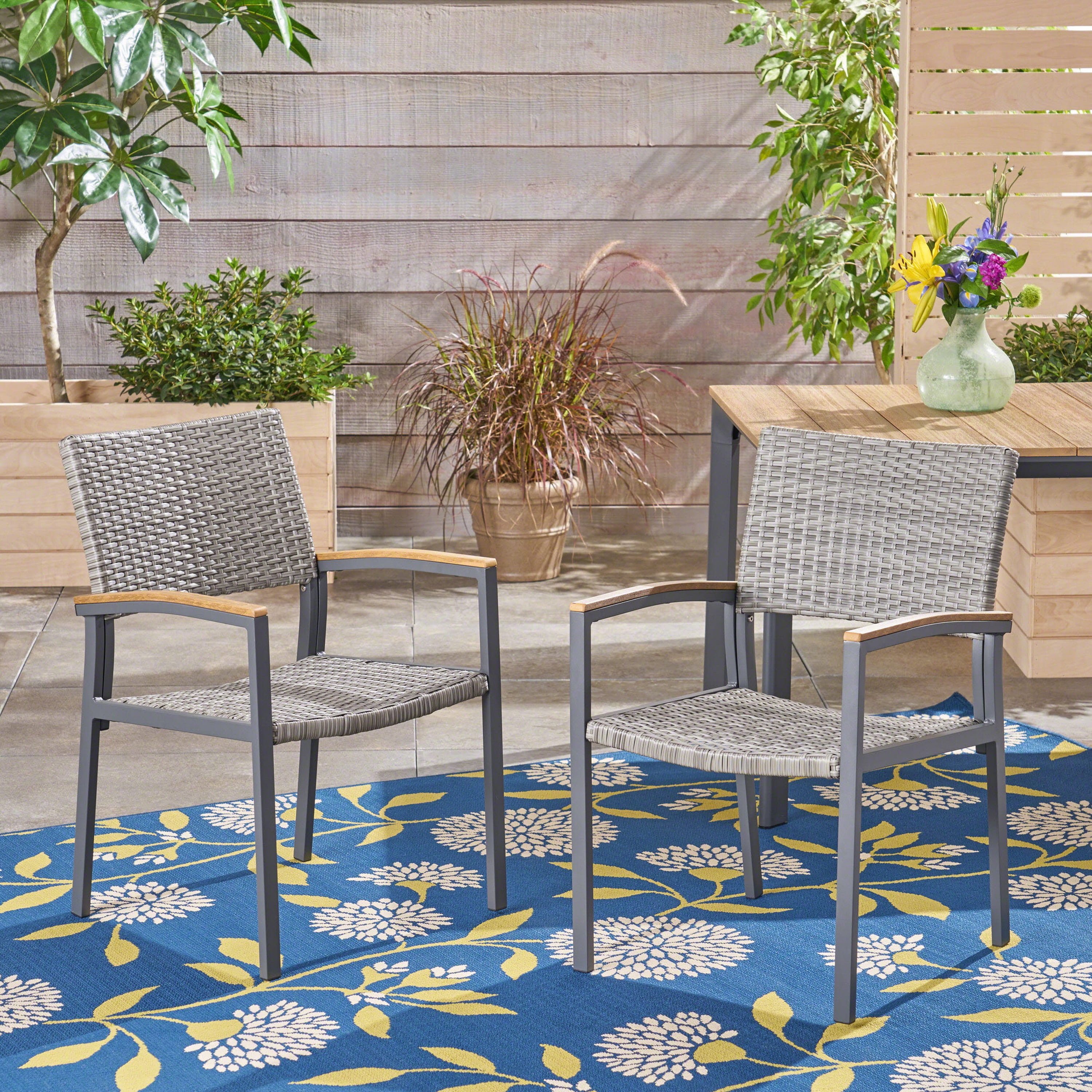 Outdoor Mesh Surface Dining Chair, Casual Household Seat for Patio Garden, Gray