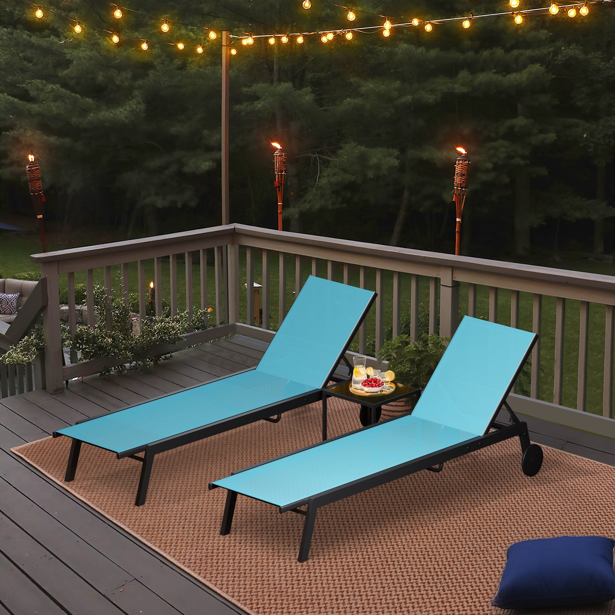 Mainstays belden park outdoor chaise lounge with cushions for patio and deck hotsell