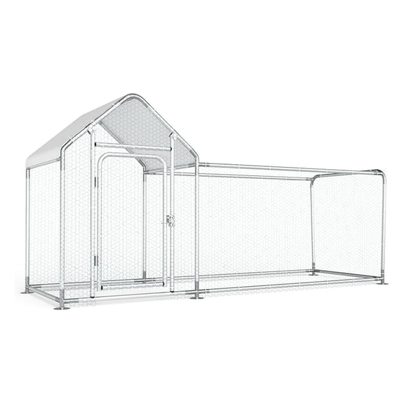 Outdoor Metal Chicken Coop Run for 15-20 Chickens 118" L x 39.4" W x 59" H Walk-in Chicken Runs Cage Hen House for Yard with Cover