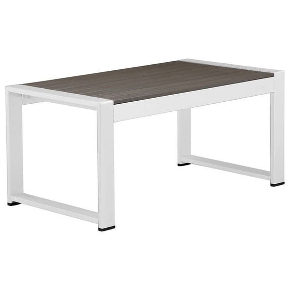 Outdoor Metal Coffee Table with Panel Design Brown and White