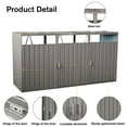 Outdoor Metal Garbage Bin Shed for 3 Trash Cans Storage in Stainless