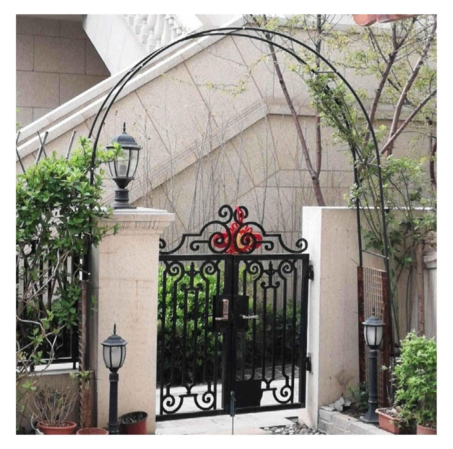Outdoor Metal Garden Arch Heavy Duty Rose Arbor Climbing Plants Support ...