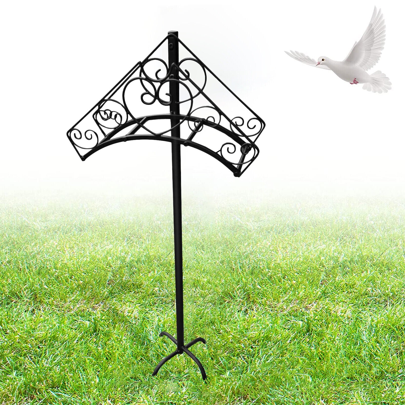 Outdoor Metal Garden Hose Holder Stake Freestanding Heavy Duty Water
