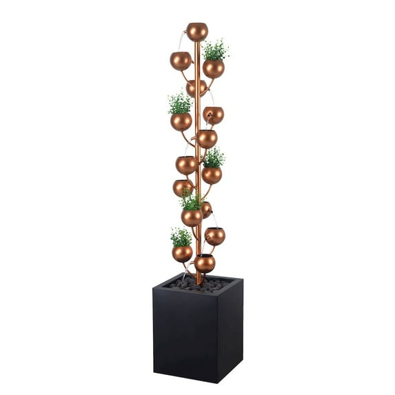 Hi-Line Gift Ltd. Outdoor Metal Golden Bowl Fountain with Planter