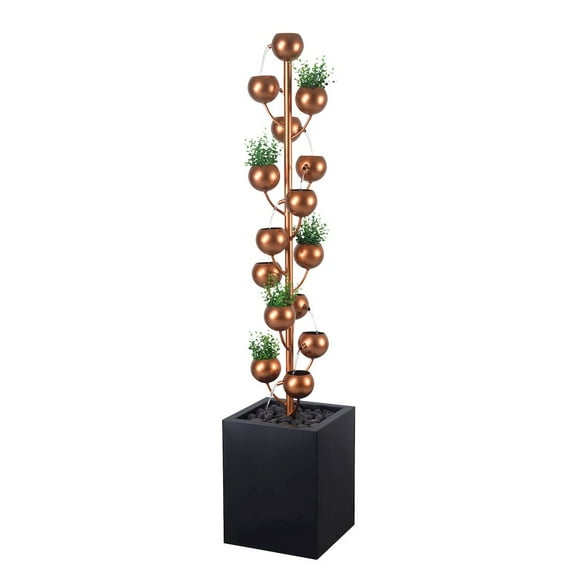 Hi-Line Gift Ltd. Outdoor Metal Golden Bowl Fountain with Planter