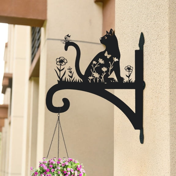 Outdoor Metal Hanging Bracket,Iron Art Design Balcony Hanger Hook,Heavy-Duty Flower Basket Birdcage Suspension System for Courtyard,Garden,Patio